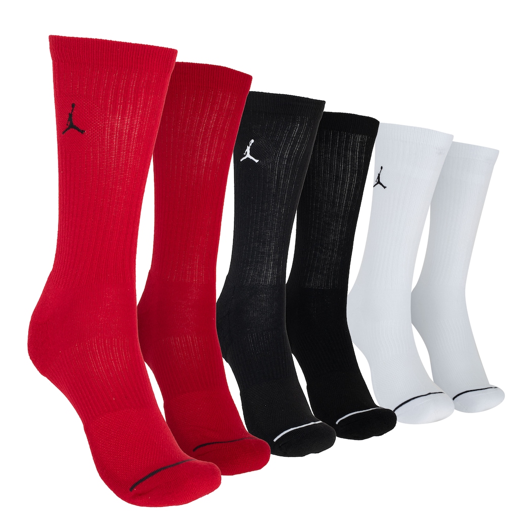 Kit de Meia Jordan Nike Cano Alto Everyday Dri-Fit Cush Poly Crew - Adulto - 3 Pares - Foto 1