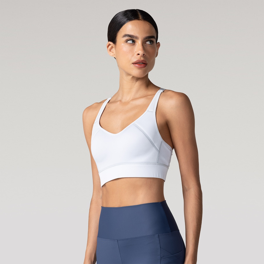 Top Fitness com Bojo Fixo Oxer Alta Sustentação Alça Cruzada - Adulto