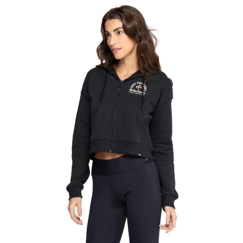 Jaqueta de Moletom Cropped Feminina Under Armour com Capuz Project Rock HW Terry