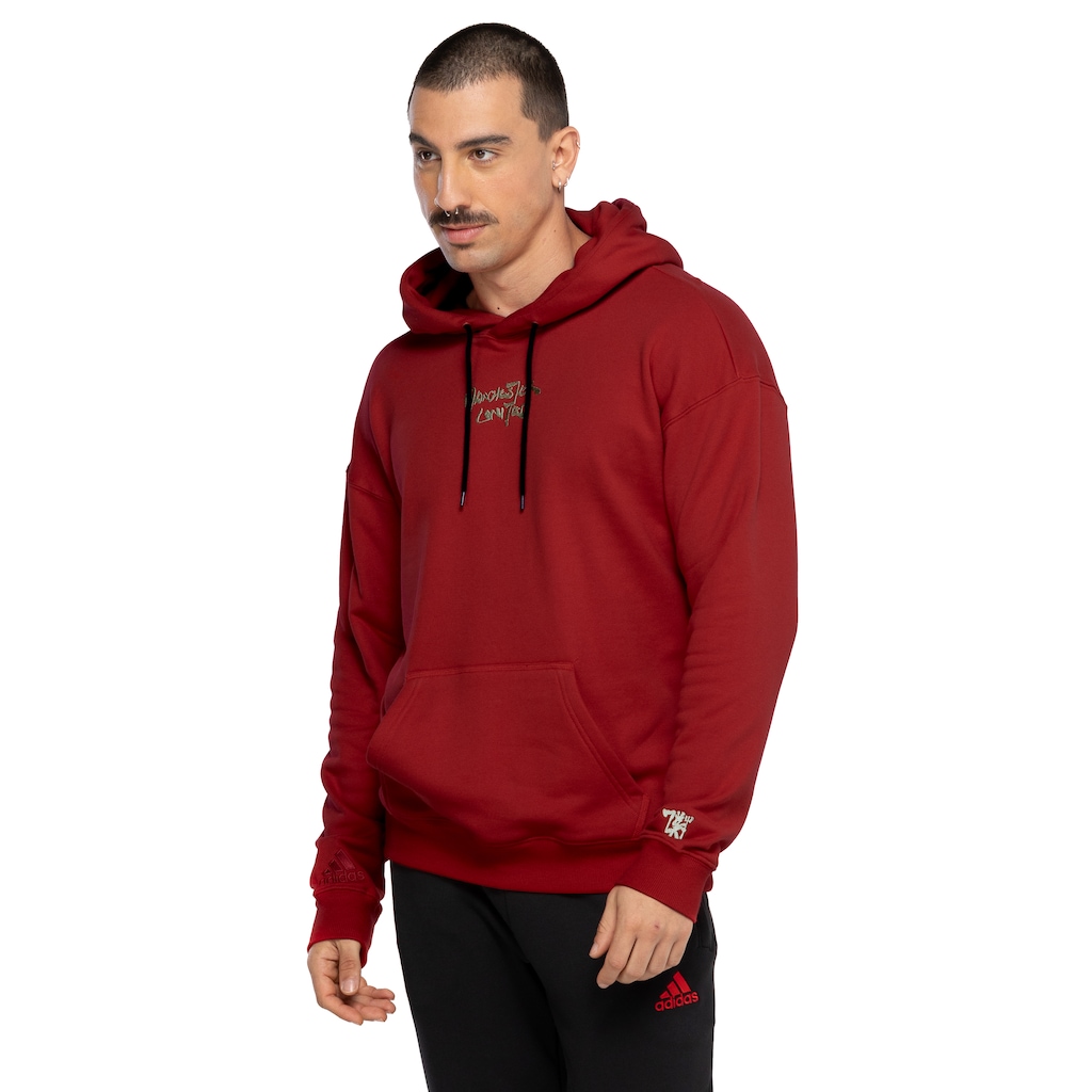 Blusa de Moletom Masculina adidas com Capuz Manchester United Caligraphy - Foto 2