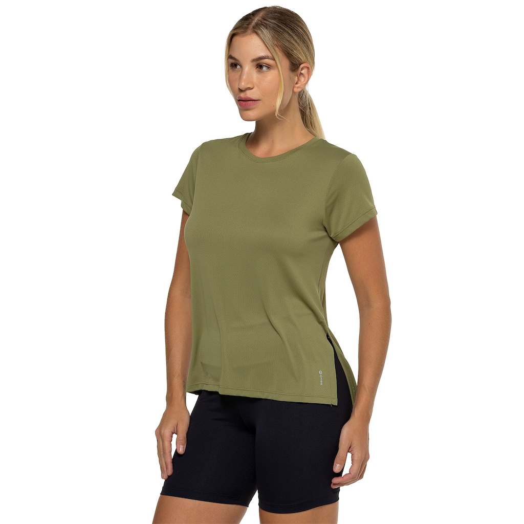 Camiseta Oxer Feminina Alongada Abertura Lateral