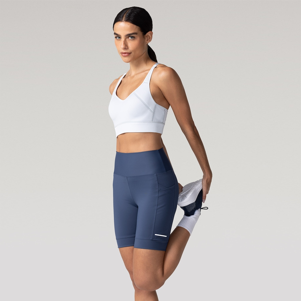 Bermuda Feminina Oxer Bolso Lateral Cós Médio Alta Compressão