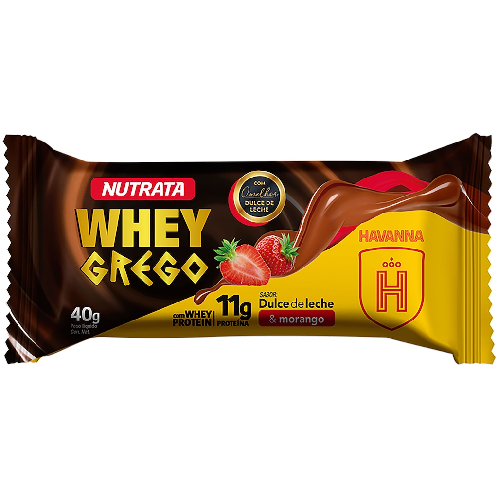 Barra de Proteína Whey Grego Doce de Leite com Morango Havanna Nutrata 40g