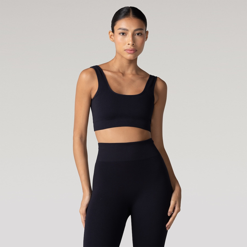 Top Fitness sem Bojo Oxer Média Sustentação Canelado Sem Costura