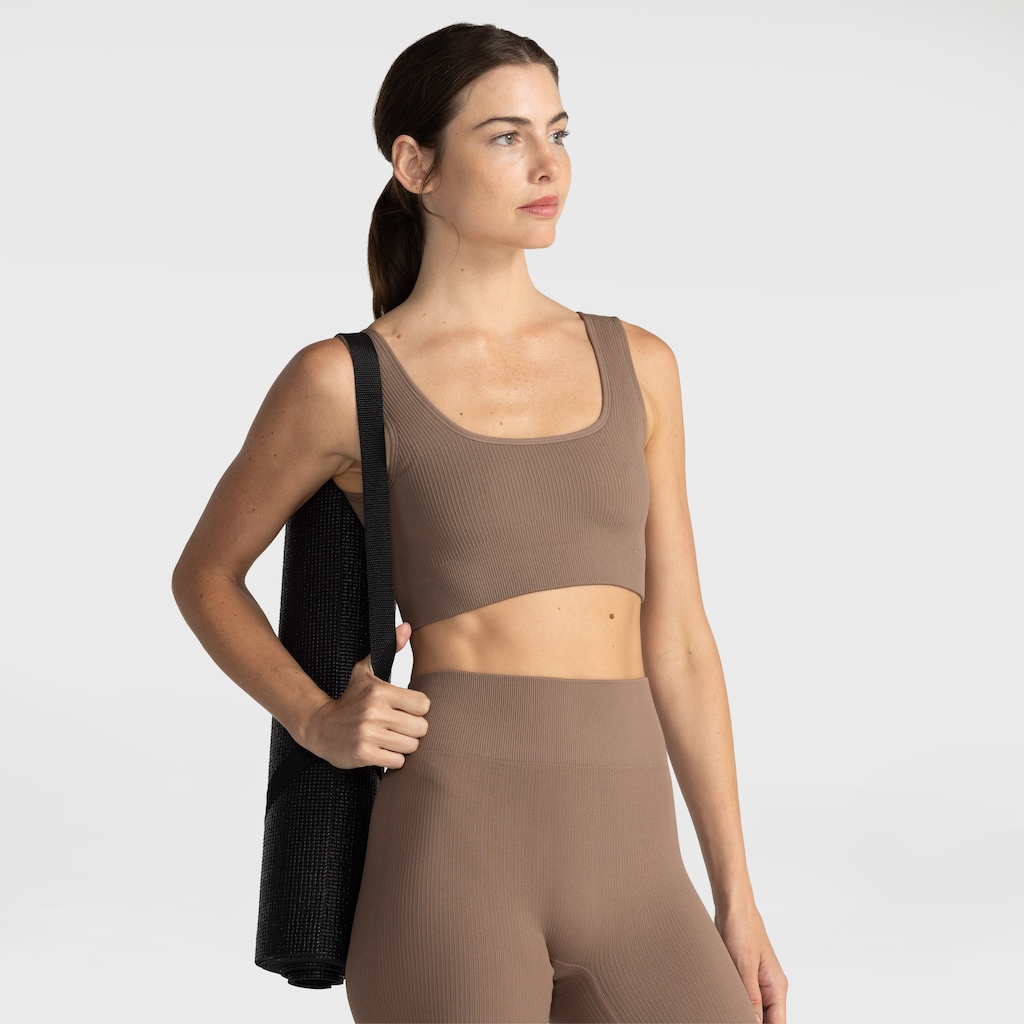 Imagem 1 do produto Top Fitness sem Bojo Oxer Média Sustentação Canelado Sem Costura