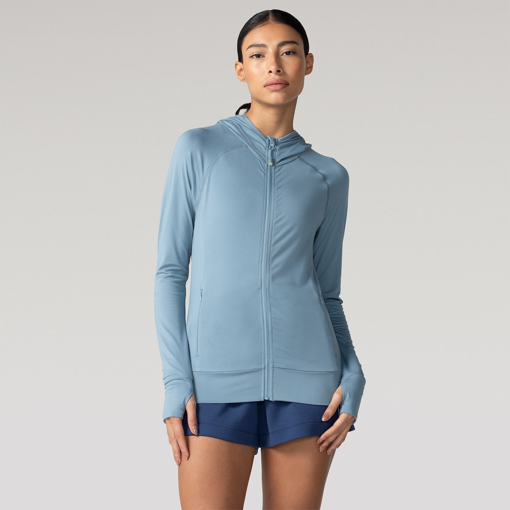 Jaqueta Oxer com Capuz Jogging com Bolso Seguro -Feminina