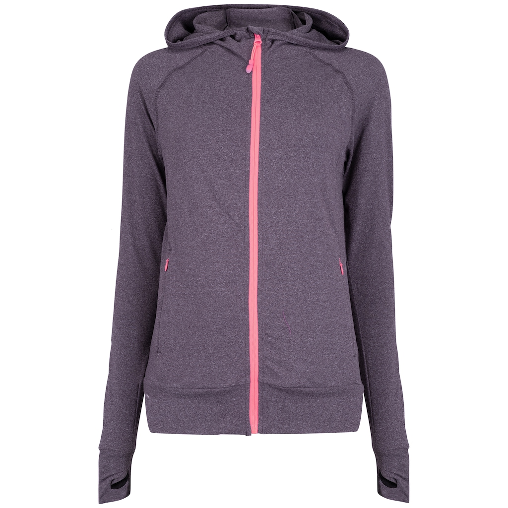 Jaqueta Oxer com Capuz Jogging com Bolso Seguro -Feminina