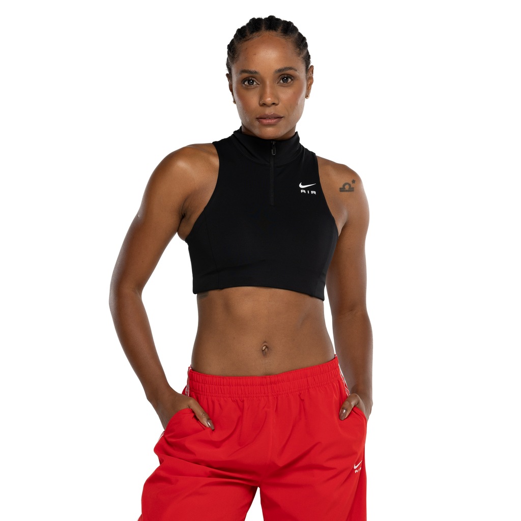 Top Fitness com Bojo Nike Média Sustentação Air Dri-Fit Swoosh Mockzip BRA - Adulto - Foto 2