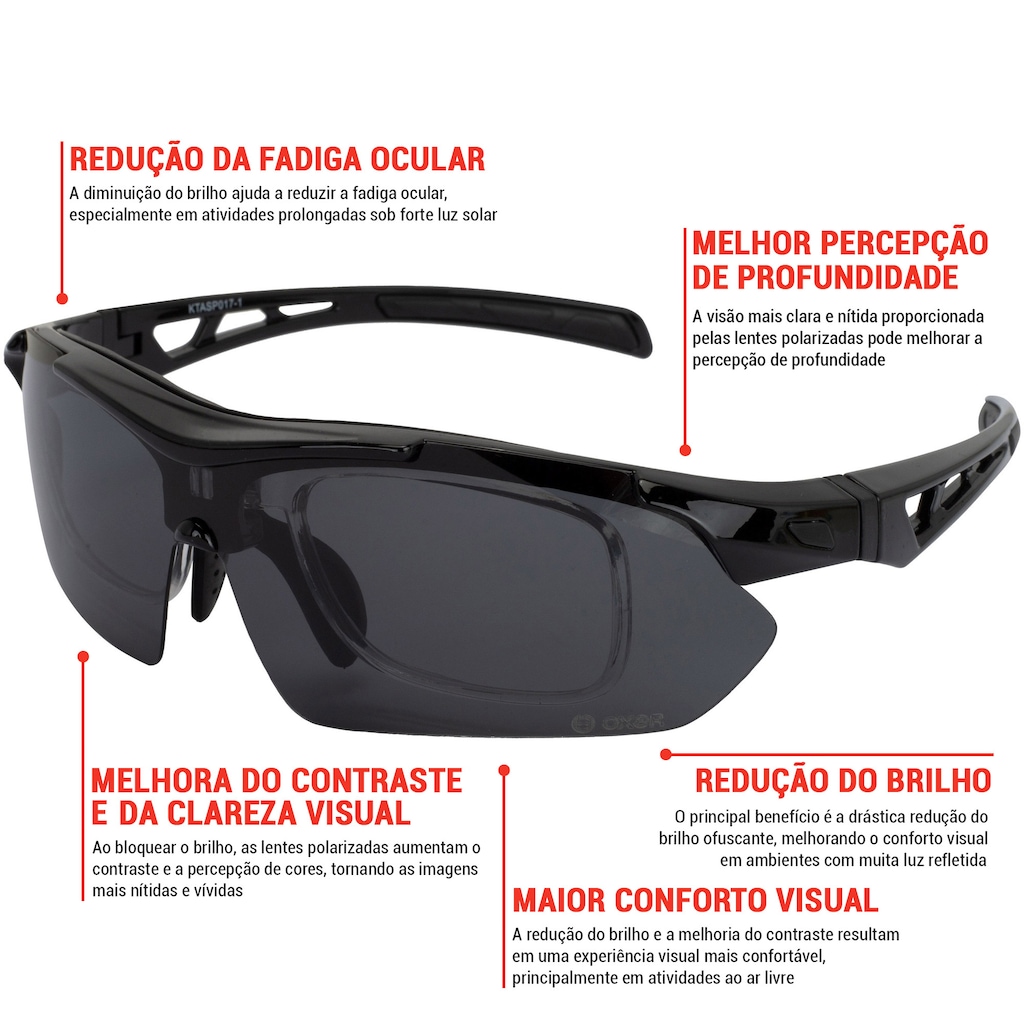 Imagem 4 do produto Óculos de Sol Oxer Esportivo Polarizado com Troca de Lentes com Opção de Grau Adulto