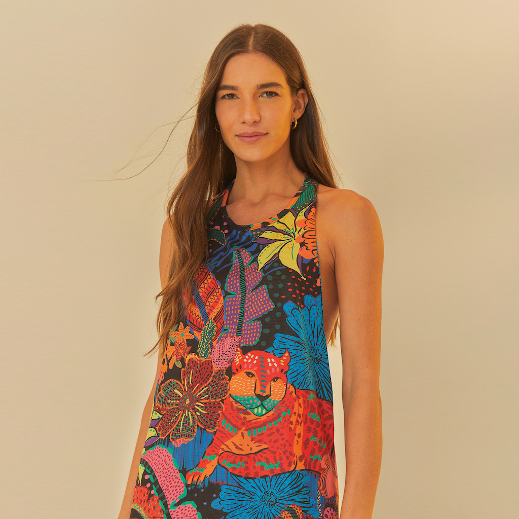 Blusa Regata Feminina Farm Dry Elástico Onça Cool - Foto 1