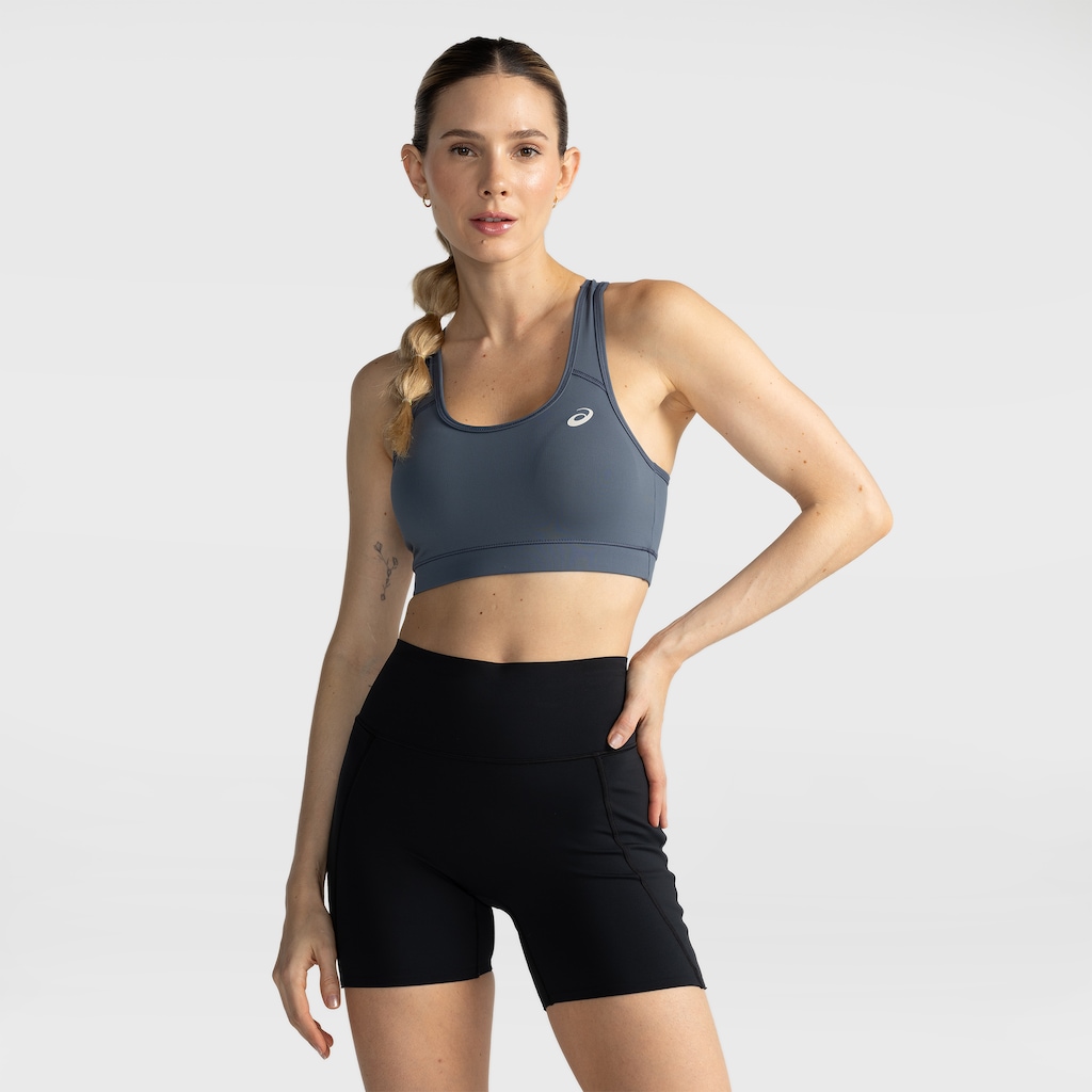 Imagem 2 do produto Top Fitness com Bojo Removível ASICS Basic Logo Média Sustentação Adulto