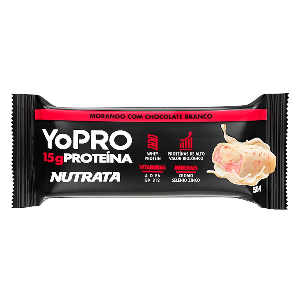 BARRINHA YOPRO MORANGO COM CHOCO BRANCO
