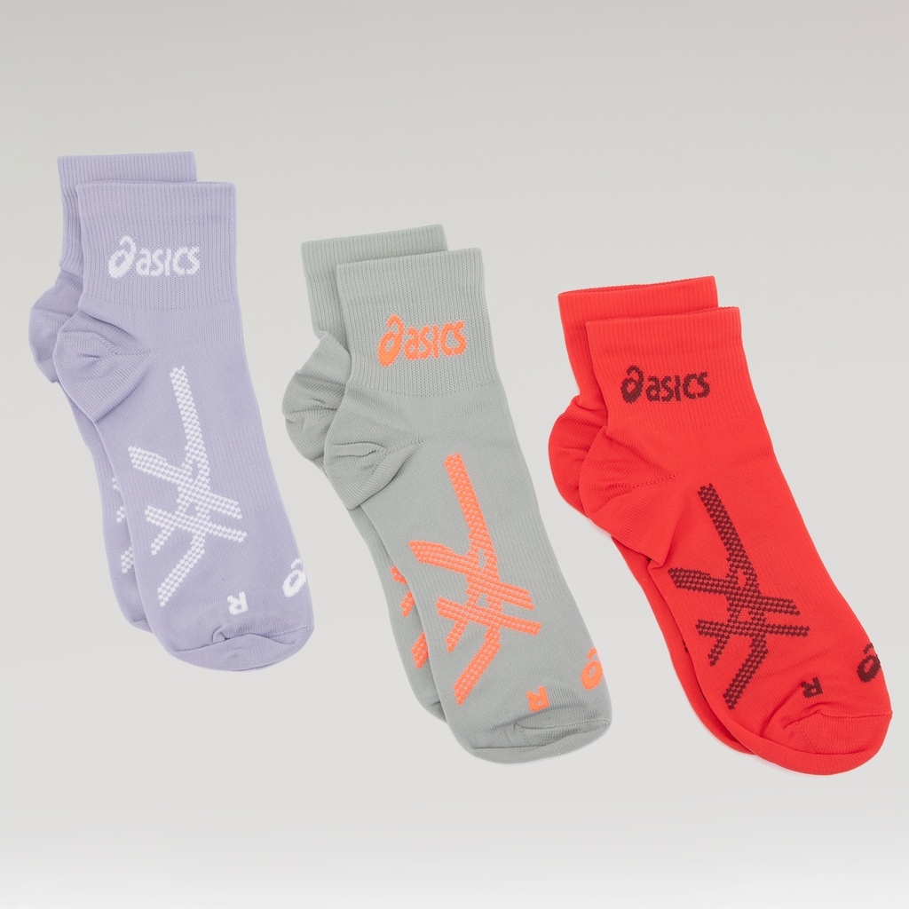 Kit 3 Pares Meias Para Corrida ASICS Cano Baixo Quarter Tamanho 34-38 Adulto