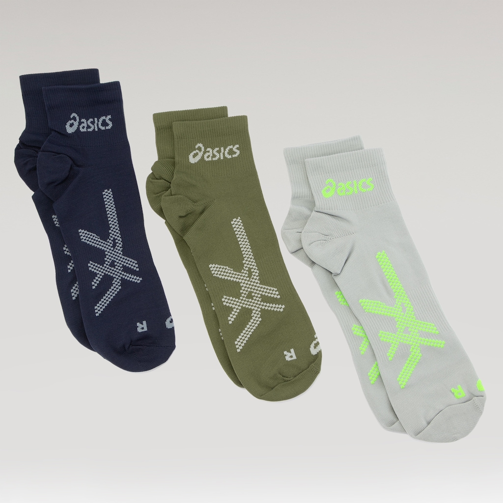 Kit 3 Pares de Meias Asics Quarter Cano Médio Adulto