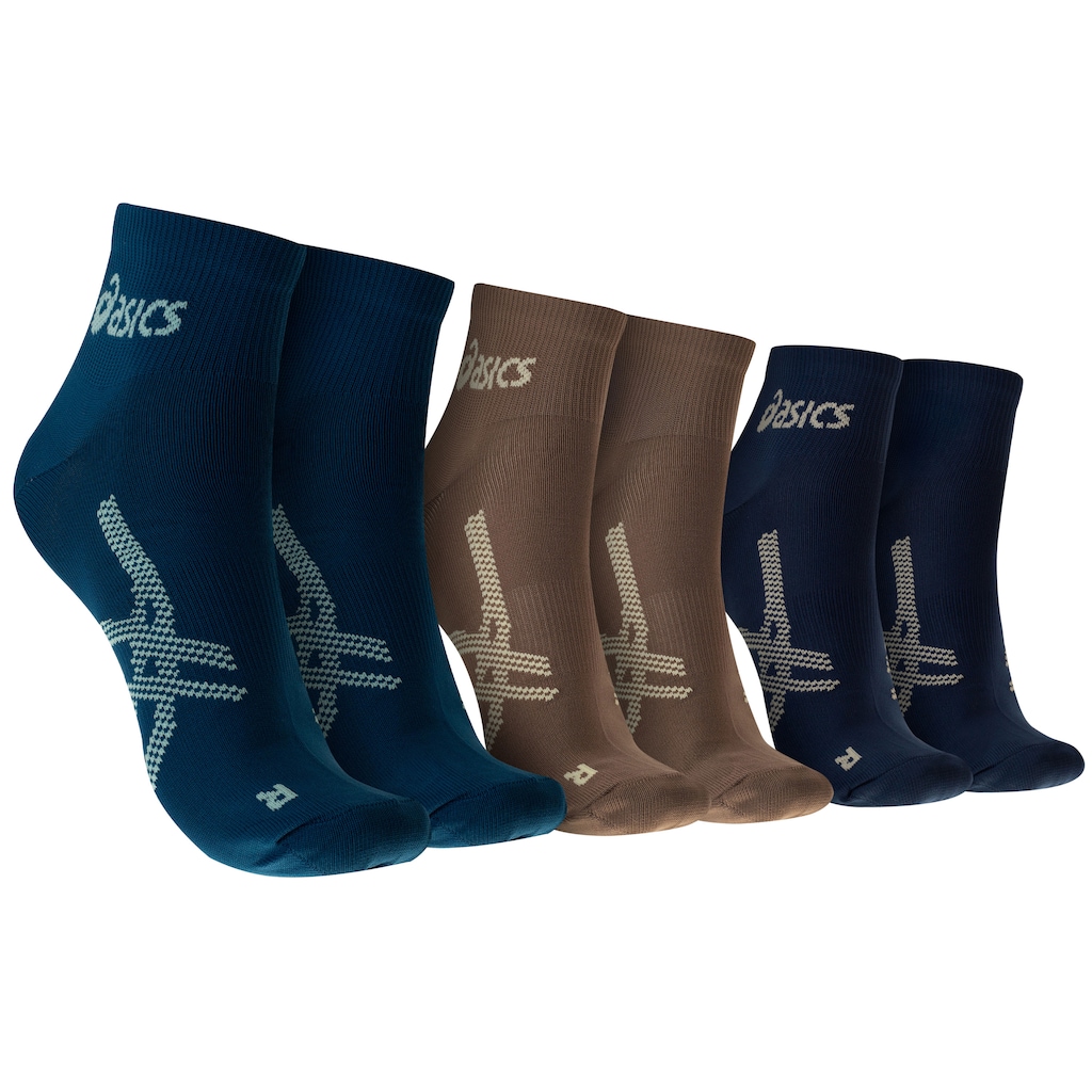 Kit 3 Pares de Meias Asics Quarter Cano Médio Adulto