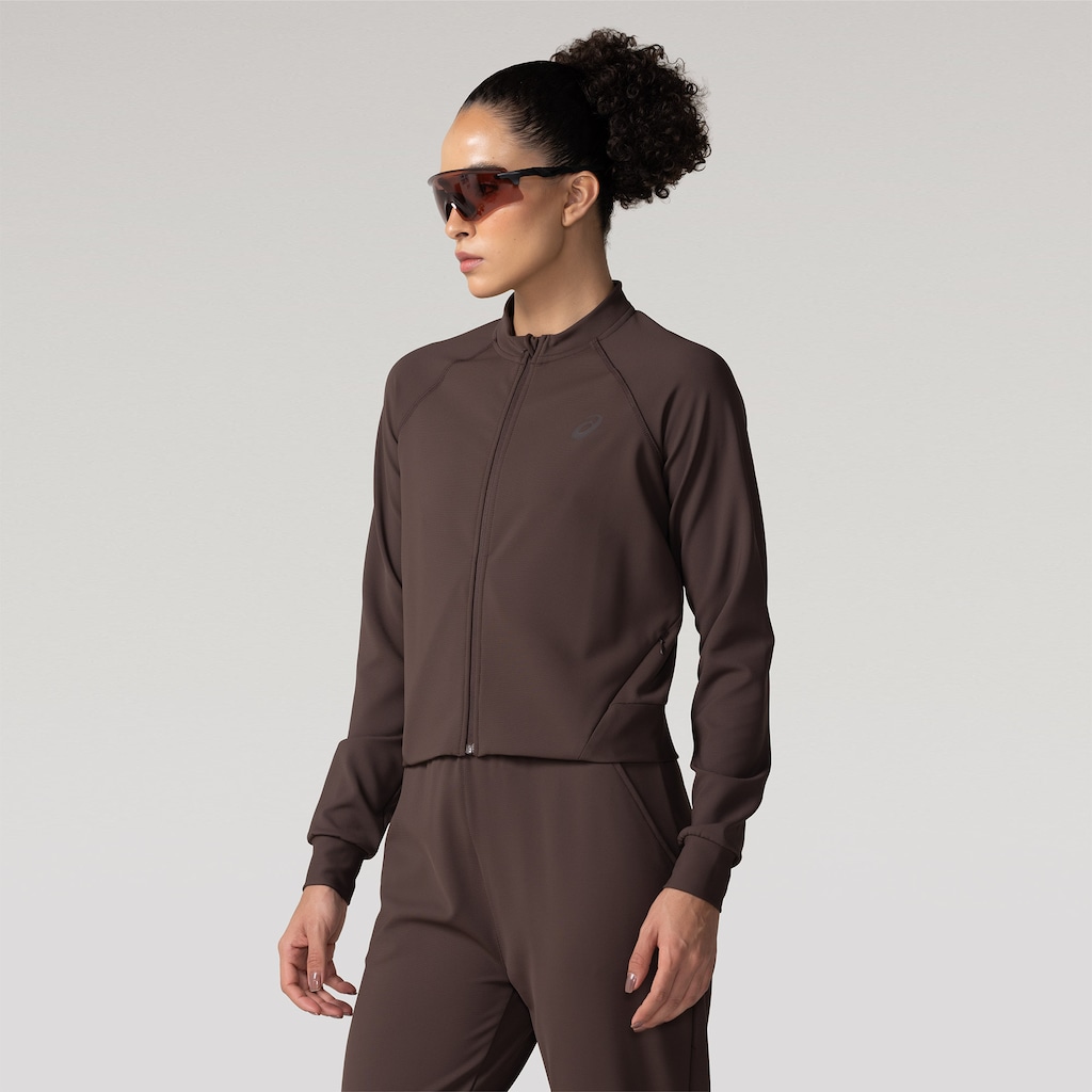 Jaqueta Feminina ASICS Malha Rib Bolso Seguro