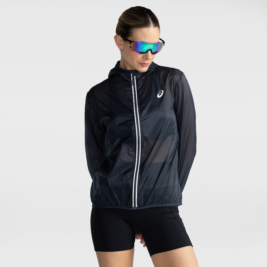 Jaqueta Corta-Vento Feminina ASICS Repelente à Água com Capuz Toyama