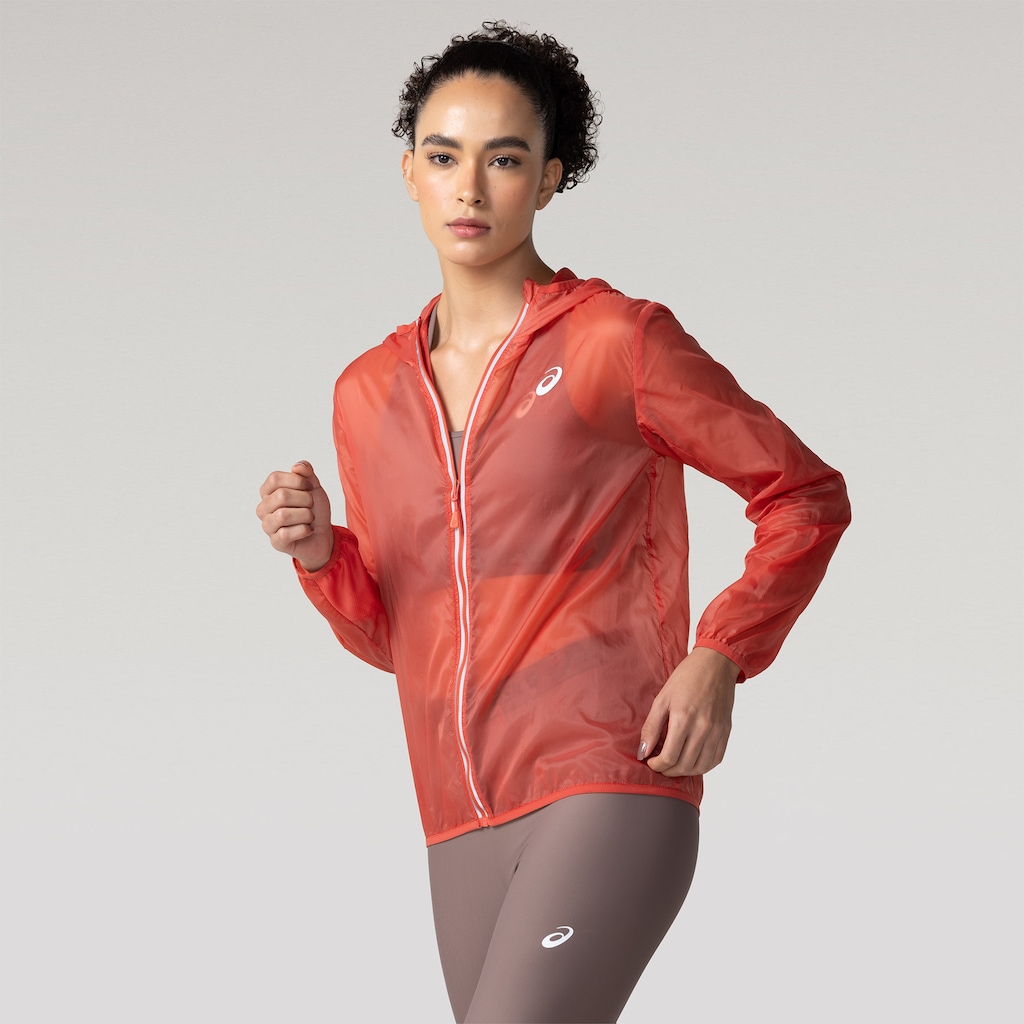 Jaqueta Corta-Vento Feminina ASICS Repelente à Água com Capuz Toyama