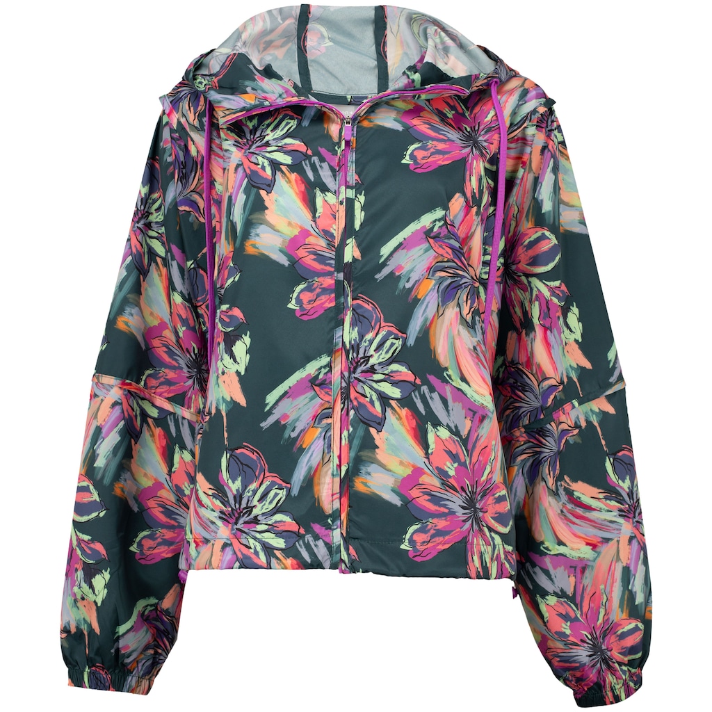 Jaqueta Corta-Vento Feminina Oxer com Capuz Ever Maxi Floral II Packable Repelente à Água - Foto 1