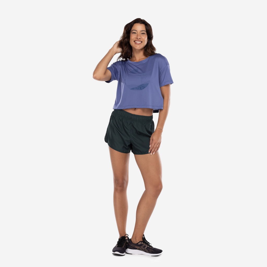 Blusa Cropped Feminina Oxer Manga Curta Textura Print - Foto 2