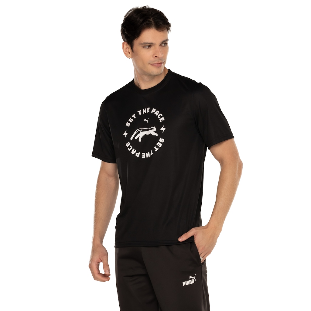 Camiseta Masculina Puma Manga Curta Graphic Run Slogan