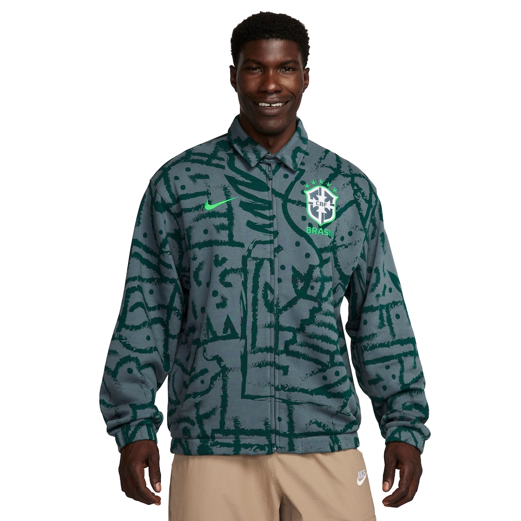 Jaqueta Seleção do Brasil CBF Nike Masculina Club BB Herringtn - Foto 1