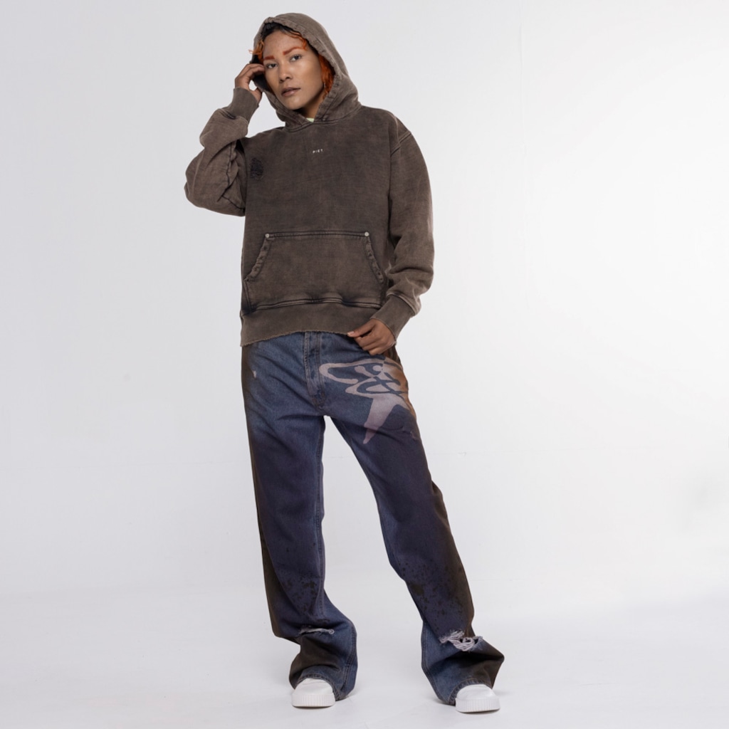 Blusa de Moletom Piet com Capuz Logo Hoodie