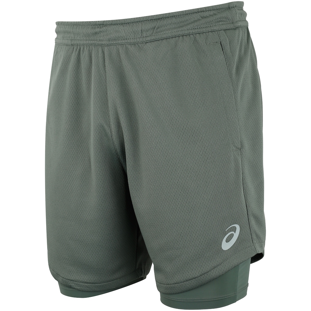 Bermuda Masculina ASICS Malha 2 em 1 Elástico Logo