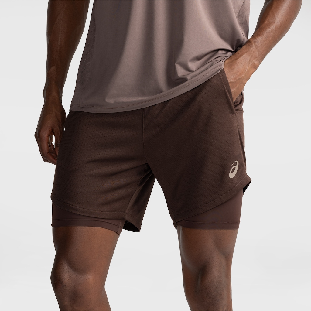 Bermuda Masculina ASICS Malha 2 em 1 Elástico Logo