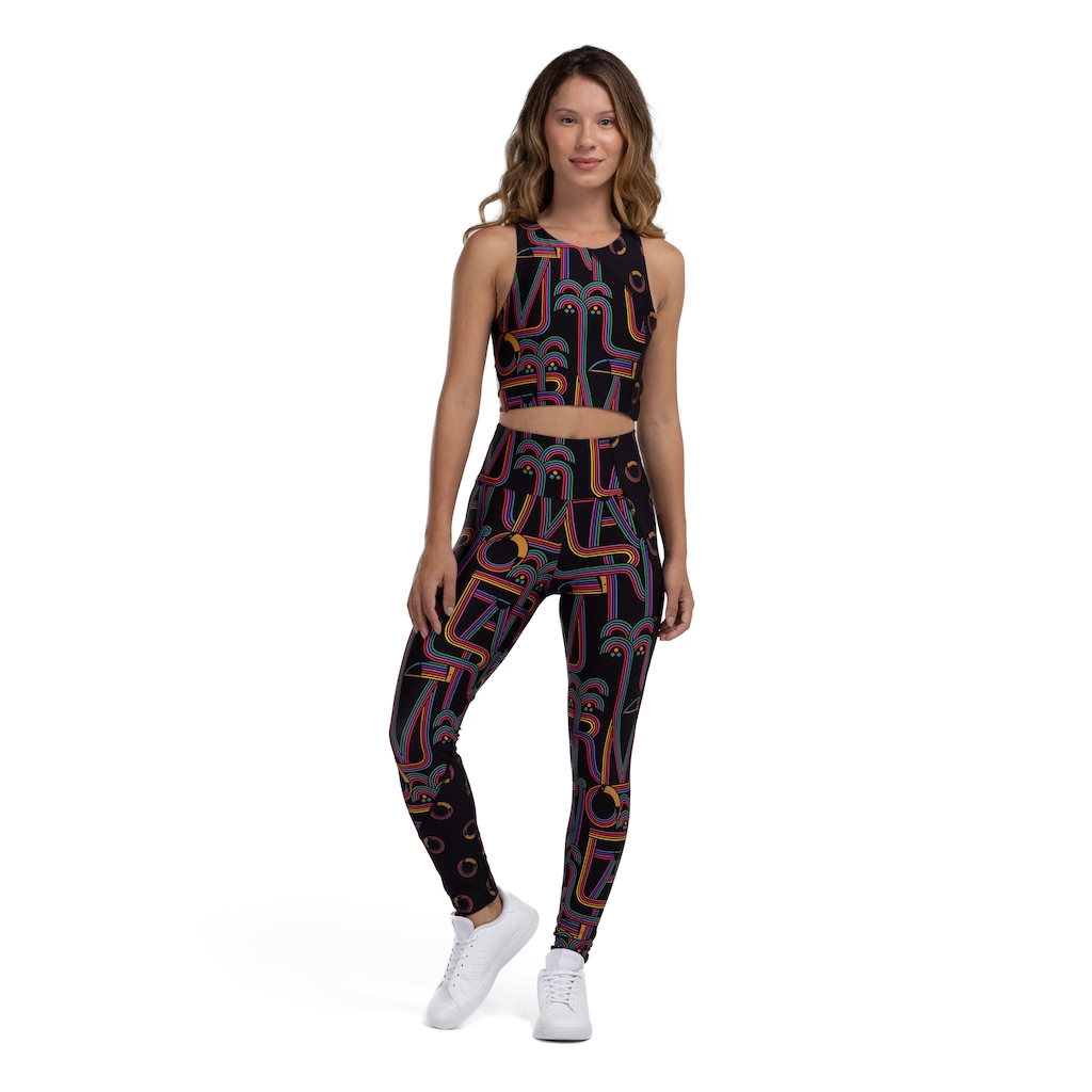 Calça Legging Feminina Farm Recorte Logotucano Cós Médio Média Compressão