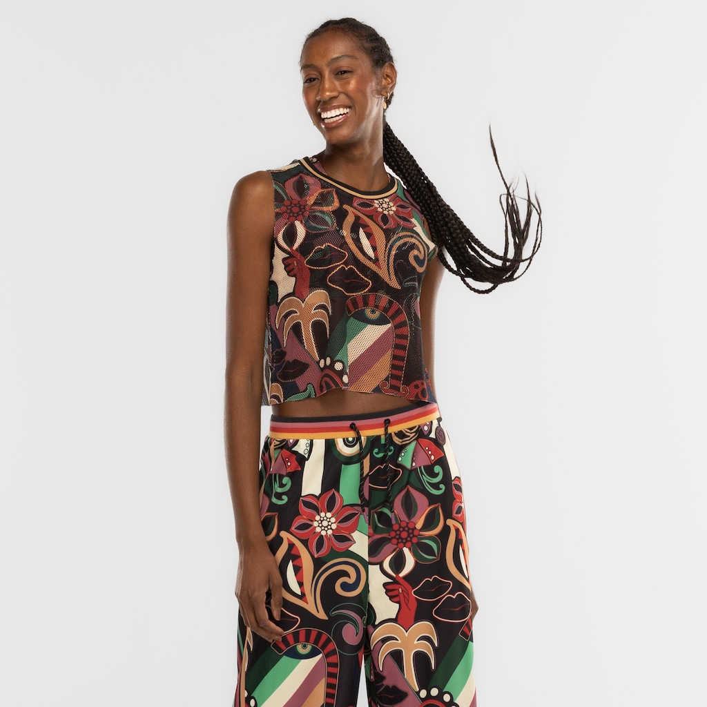 Imagem 4 do produto Blusa Cropped Feminina Farm Tela Floresta de Cor