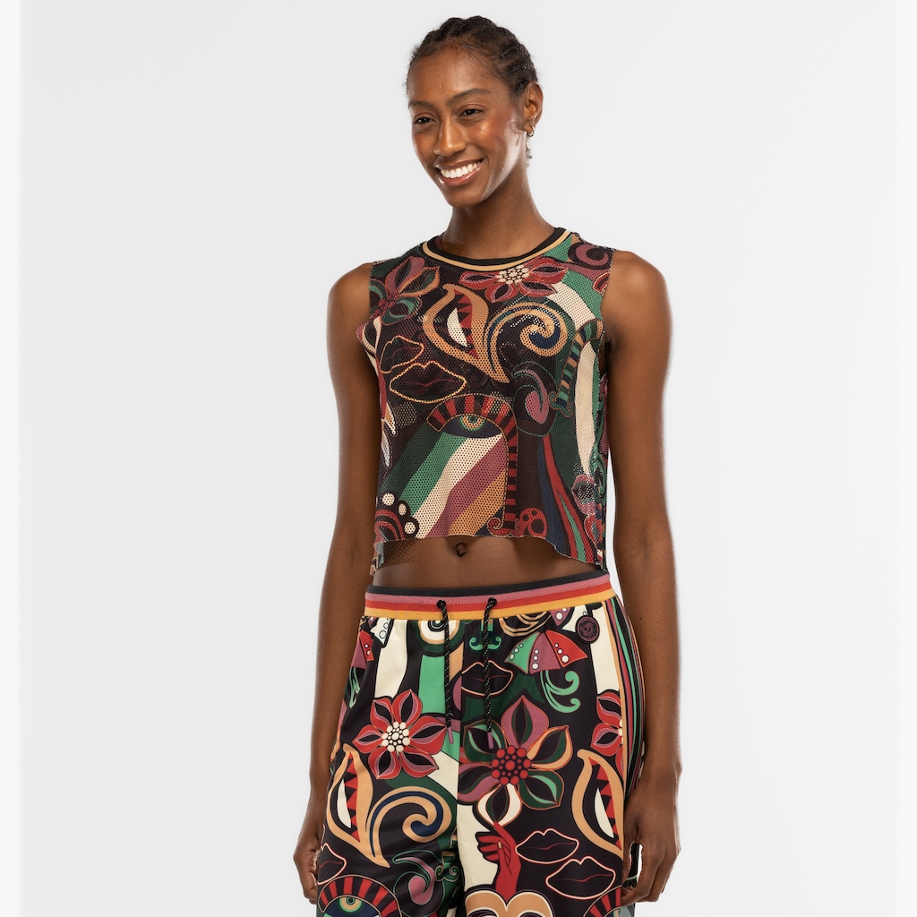 Imagem 5 do produto Blusa Cropped Feminina Farm Tela Floresta de Cor