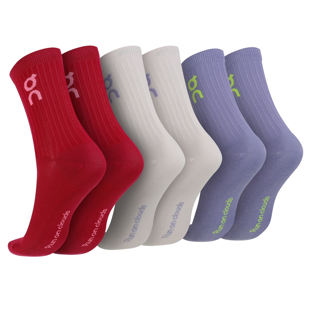 Imagem 2 do produto Kit de Meias Cano Longo On Running Logo Sock High 3 Pares