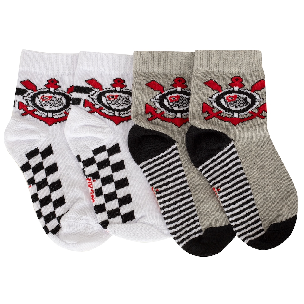 Kit de Meias do Corinthians Rikam Soquete Tamanho 21 ao 24