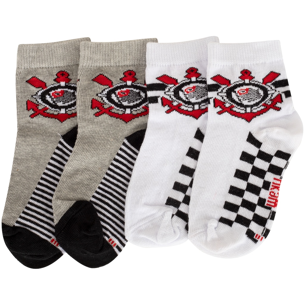 Imagem 2 do produto Kit de Meias do Corinthians Rikam Soquete Tamanho 21 ao 24