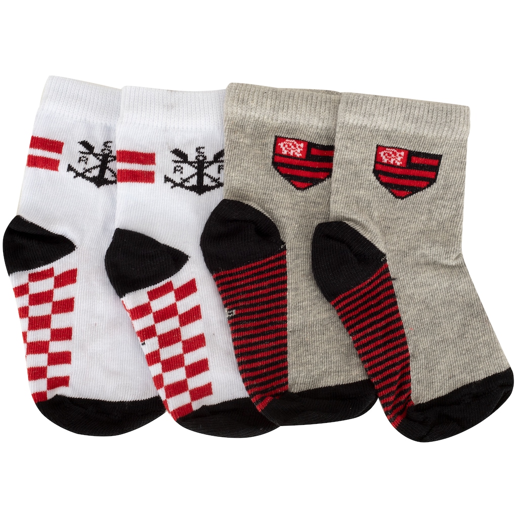 Kit de Meias do Flamengo Rikam Soquete Tamanho 21 ao 24