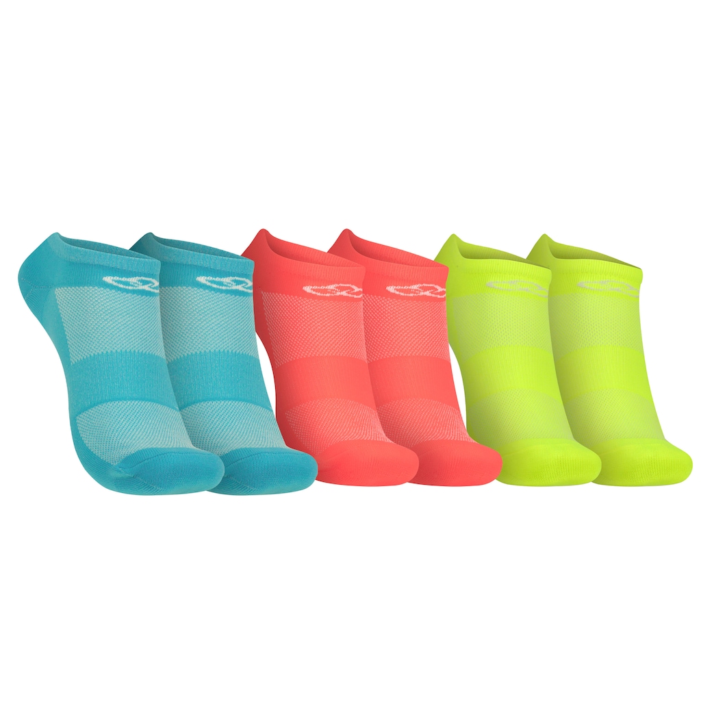 Kit de Meia Para Corrida Olympikus Invisível Tripack Neon 3 pares Adulto