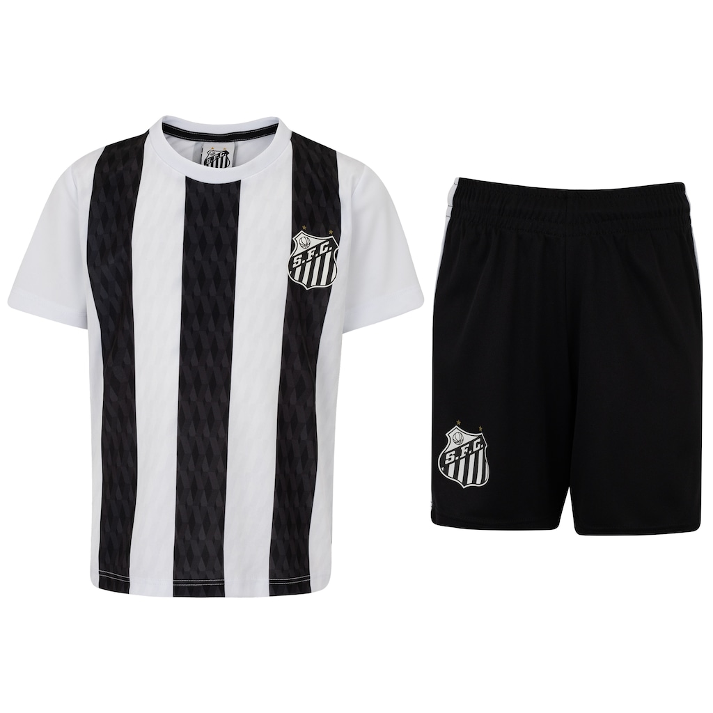 Kit de Uniforme do Santos Infantil Braziline Mini Craque Camiseta + Calção