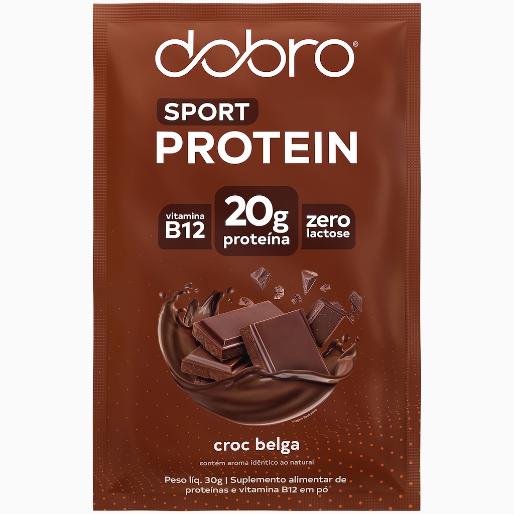 Sachê de Proteína Dobro Croc Sabor Chocolate Belga 30g