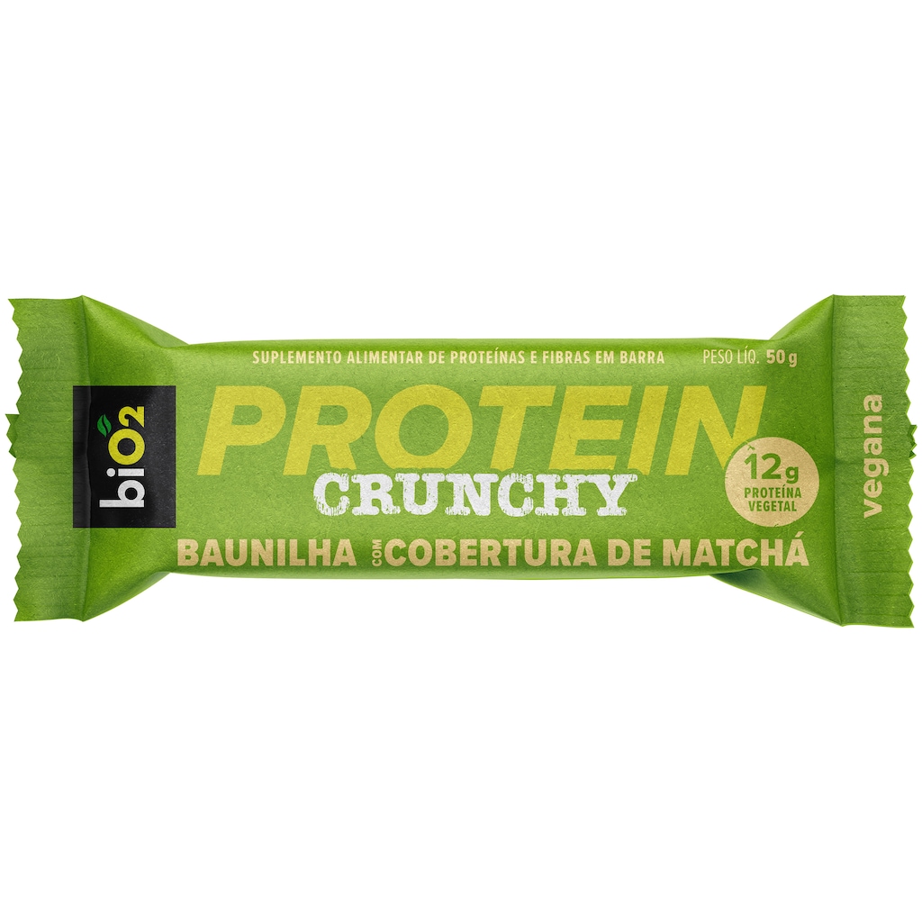 Barra de Proteína Bio2 Vegan Crunchy Baunilha Cobertura de Matchá 50g