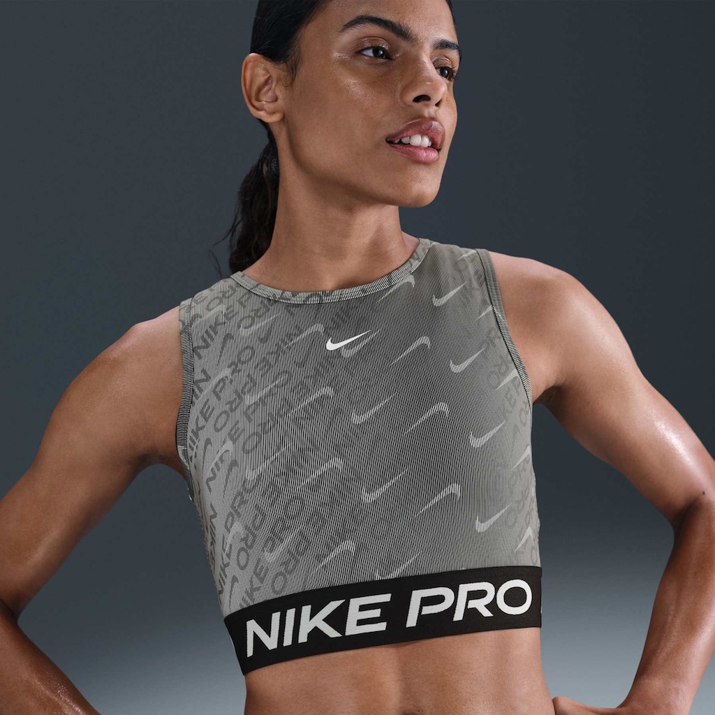 Top Nike Dri-fit Pro Crop Tank All Over Print Adulto em Promoção