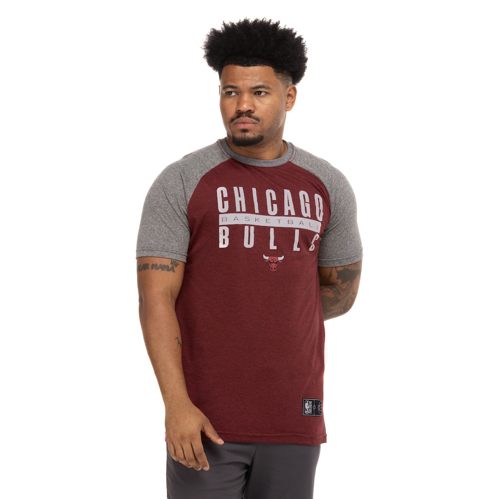 Camiseta do Chicago Bulls NBA Raglan N560A Masculina
