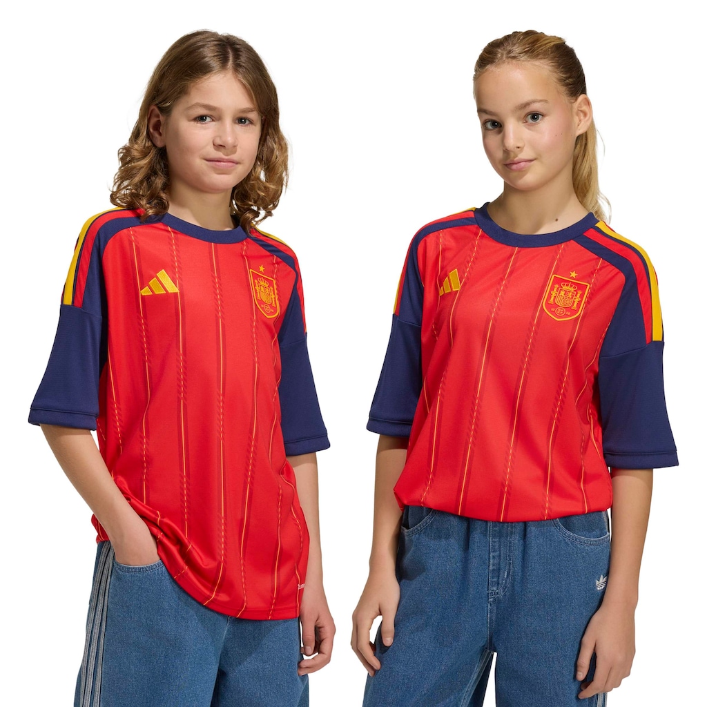 Camisa Seleção da Espanha I 26/27 Torcedor adidas Infantil