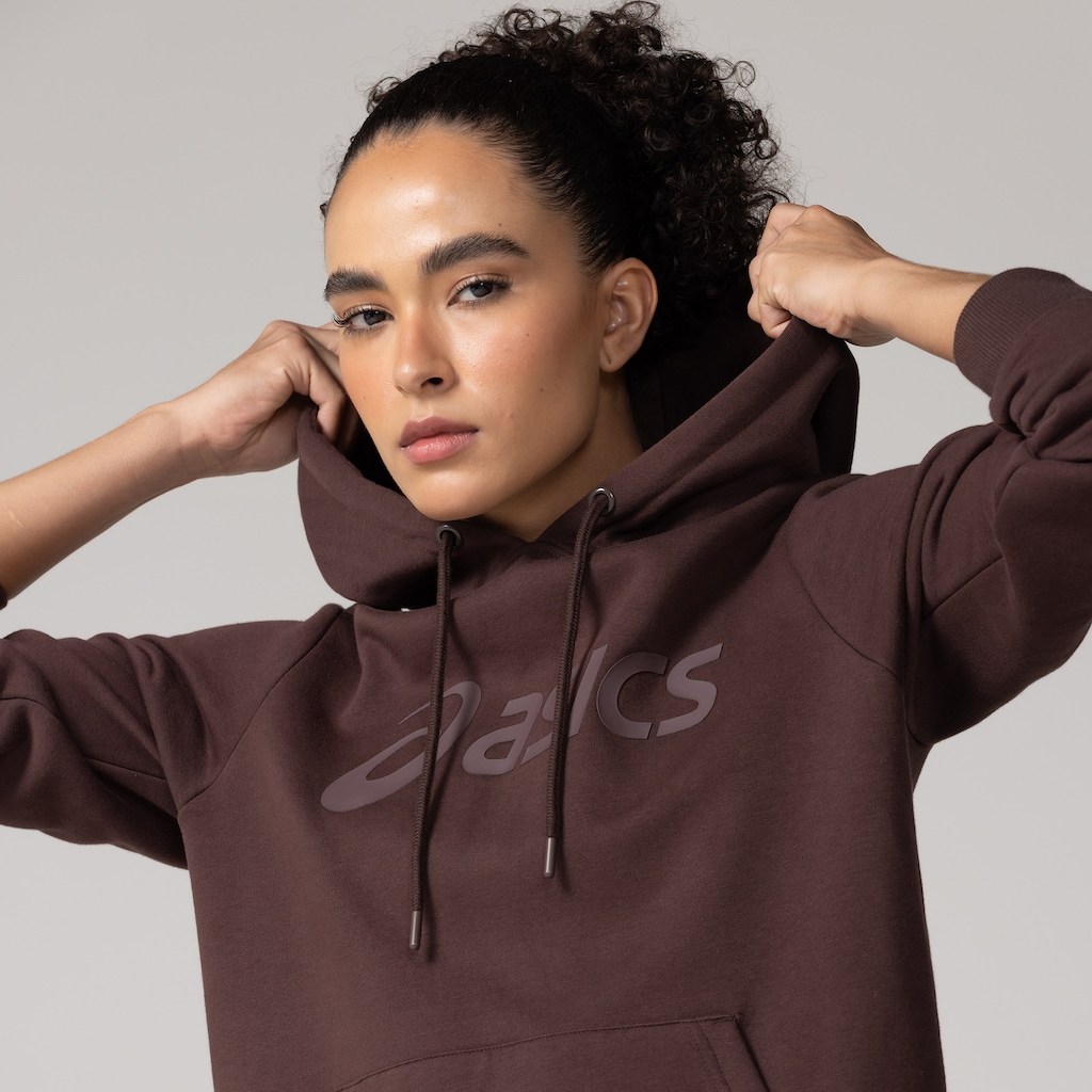 Blusão Moletom ASICS Canguru Com Fleece Feminino
