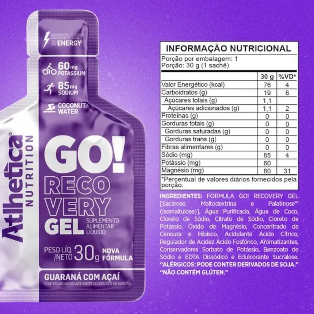 Imagem 2 do produto Gel Atlhetica Go Recovery Guarana e Açaí