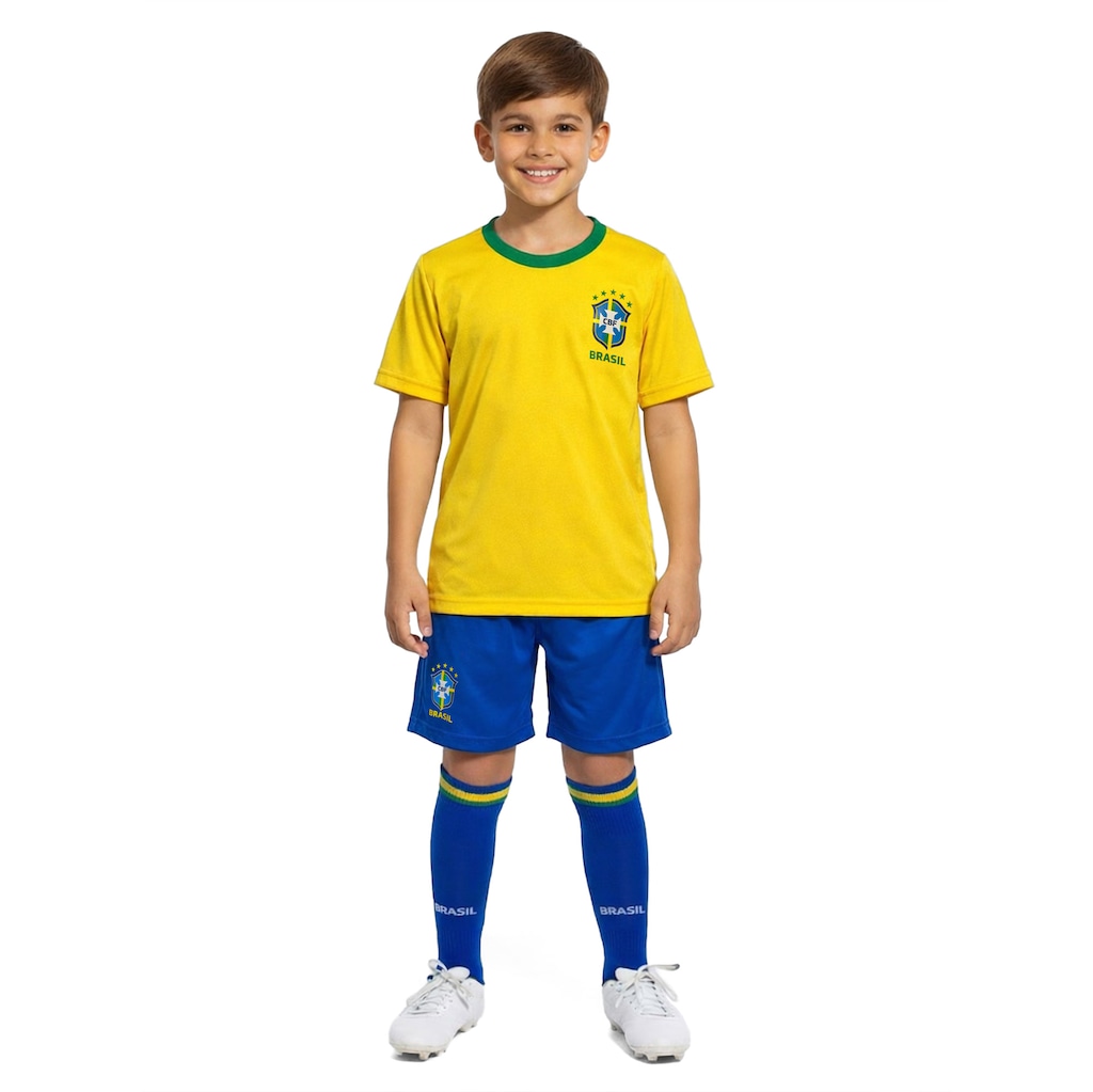 Kit Uniforme de Futebol Seleção do Brasil Fardamento CBF 26/27 Infantil