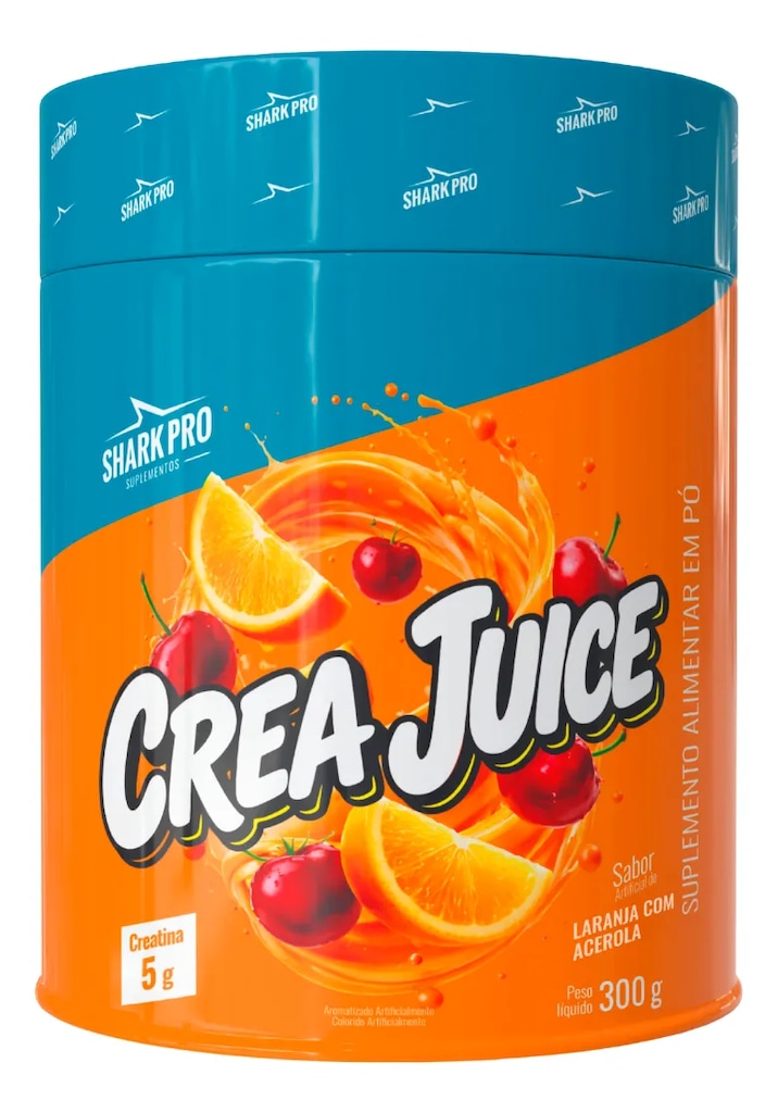 Creatina Shark Pro Creajuice Pote 300G Laranja com Acerola