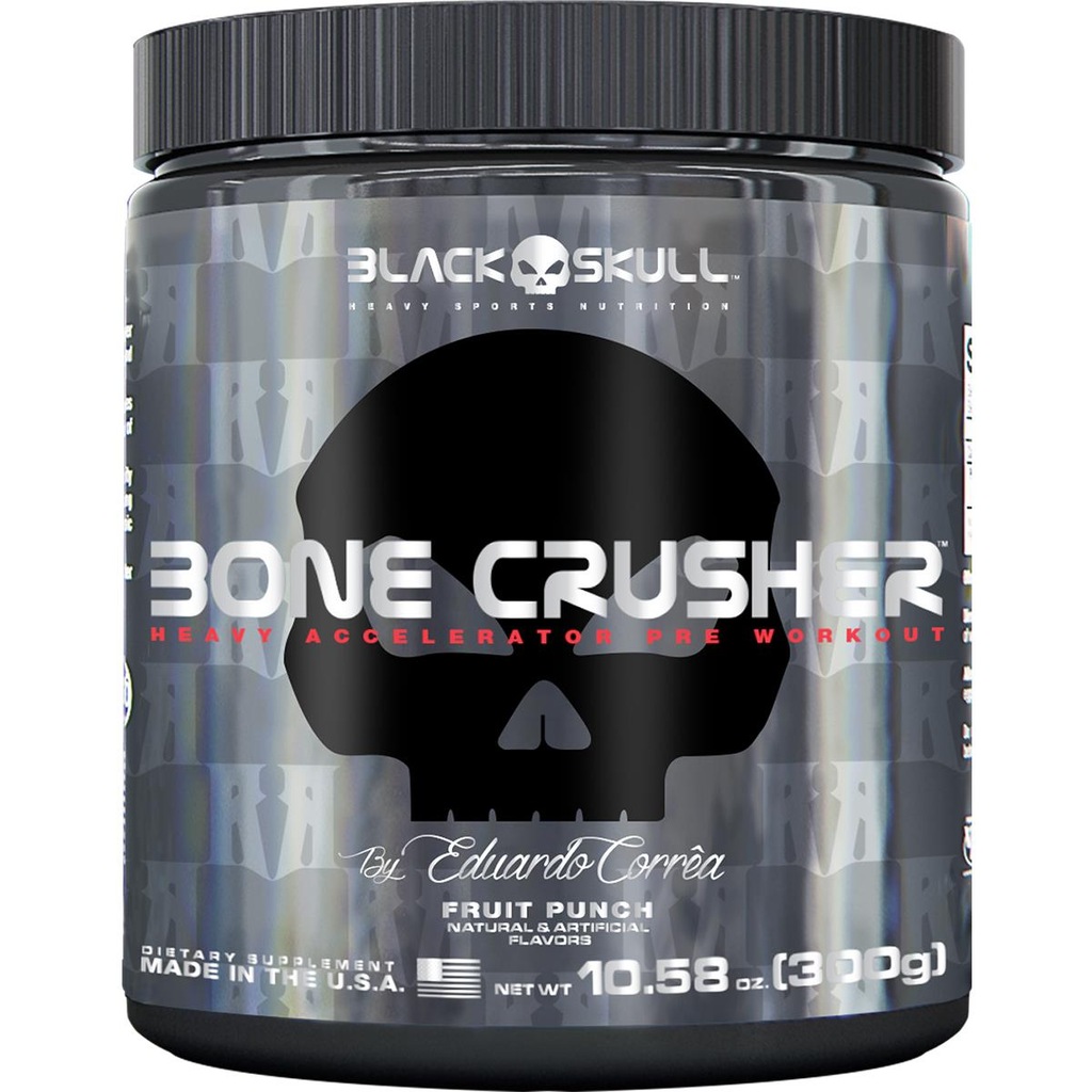 Pré-Treino Black Skull Bone Crusher by Eduardo Corrêa - Frutas Vermelhas - 300g - Foto 1