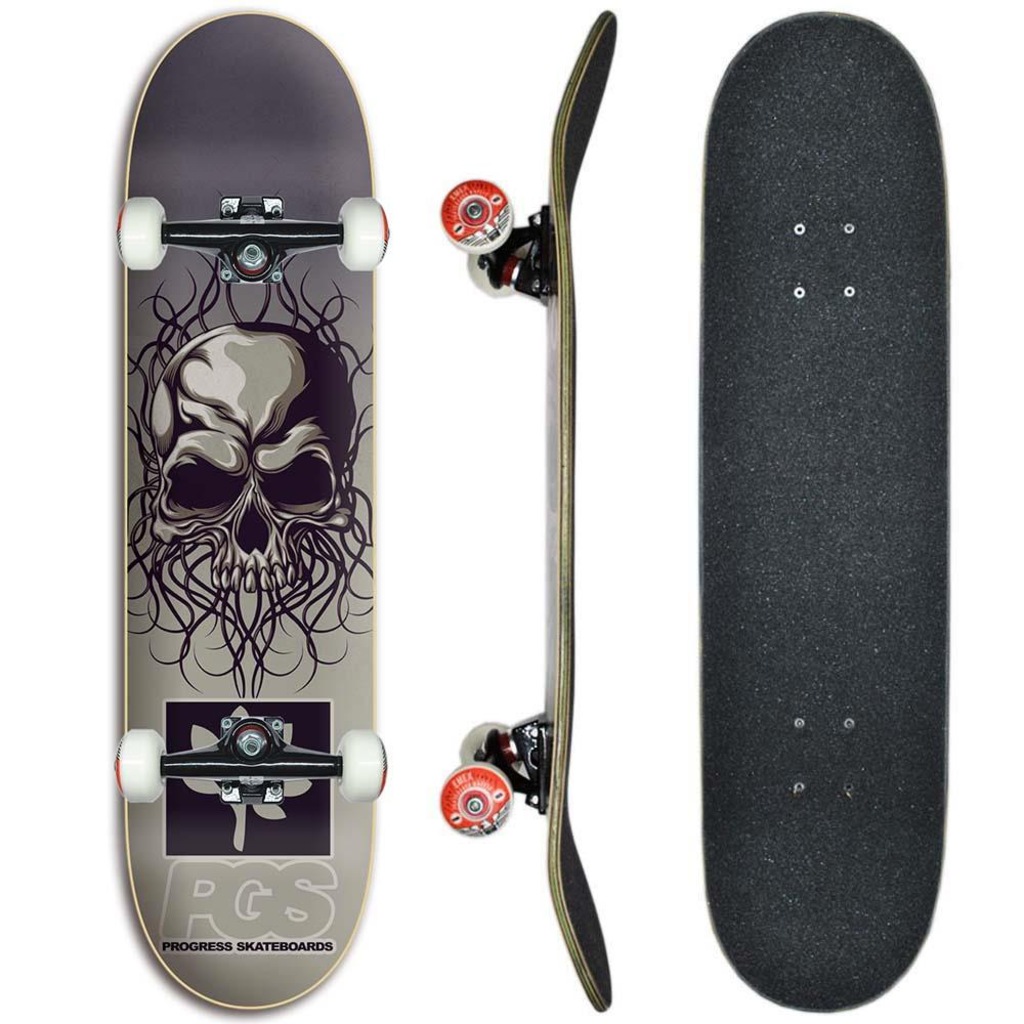 Skate Profissional Completo Progress - PGS Caveira 8.2 - Foto 1