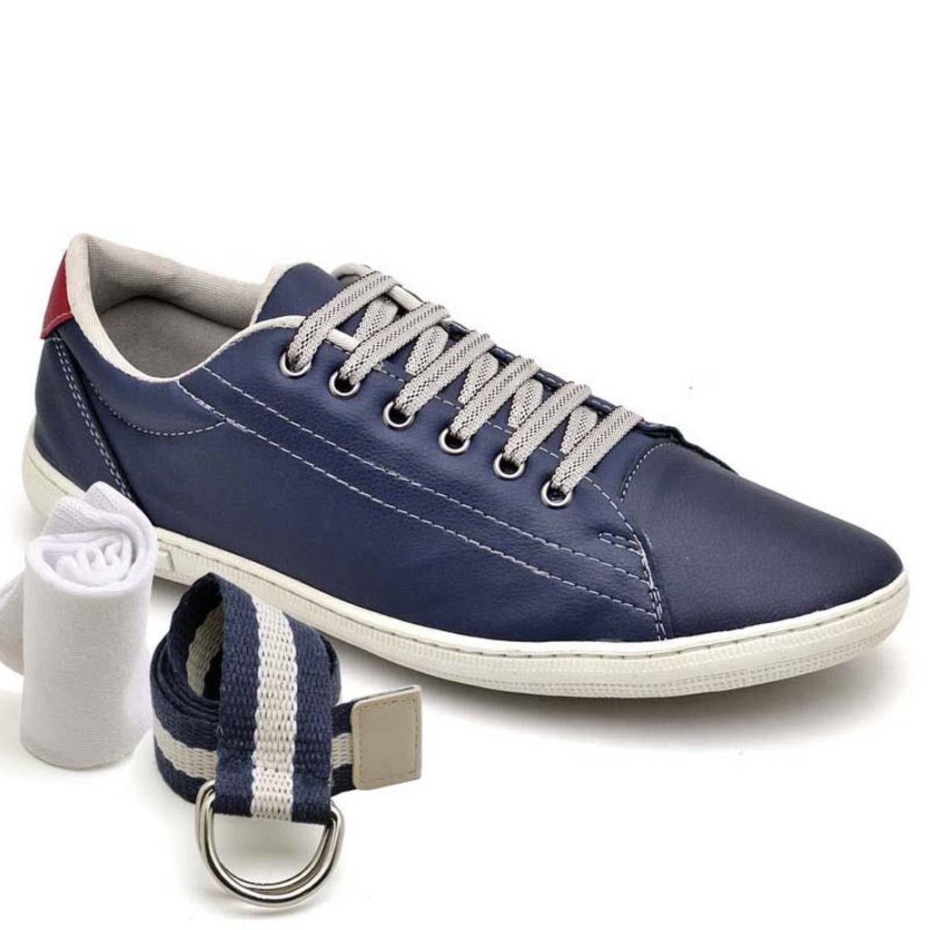 Kit Stopp com Sapatênis + Meia + Cinto Casual 5 - Adulto - Masculino - Foto 1